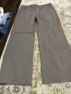 Loft Wide Leg Cotton Pants in Gray